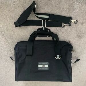 Ralph Lauren black canvas travel gym sport bag luggage size 20x13x10”